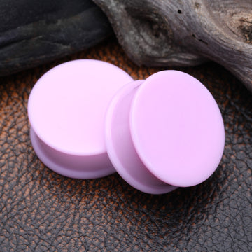 Detail View 1 of A Pair Of Soft Pastel Silicone Double Flared Plug-Pastel Purple